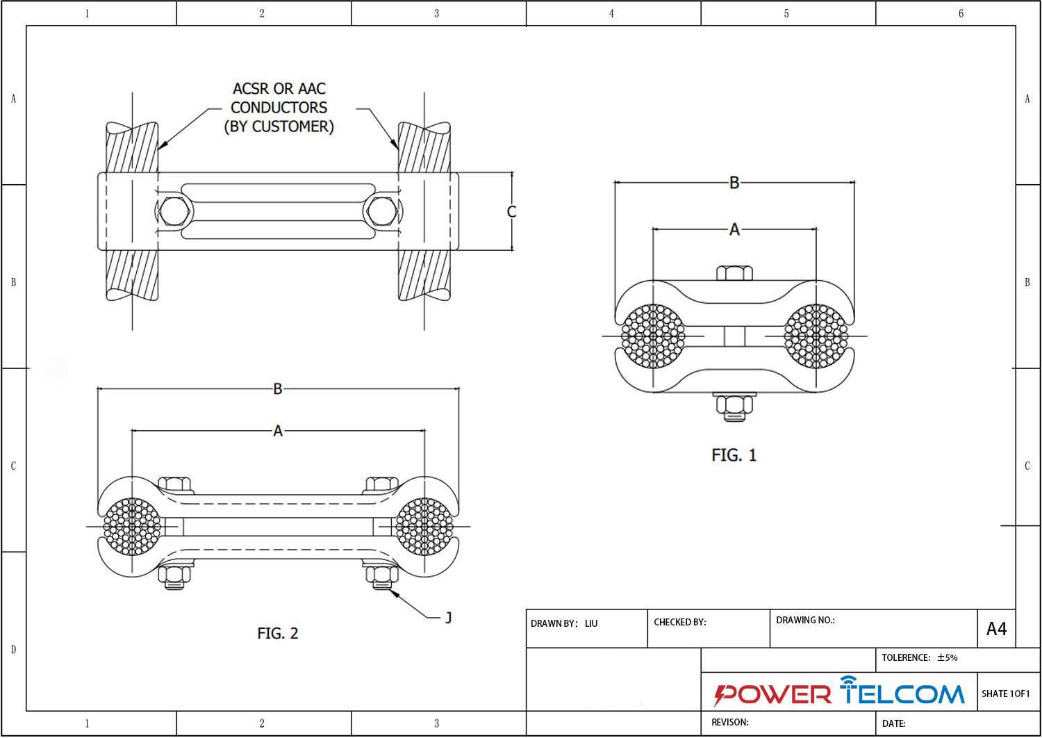 Bolted Cable Spacer Drawing