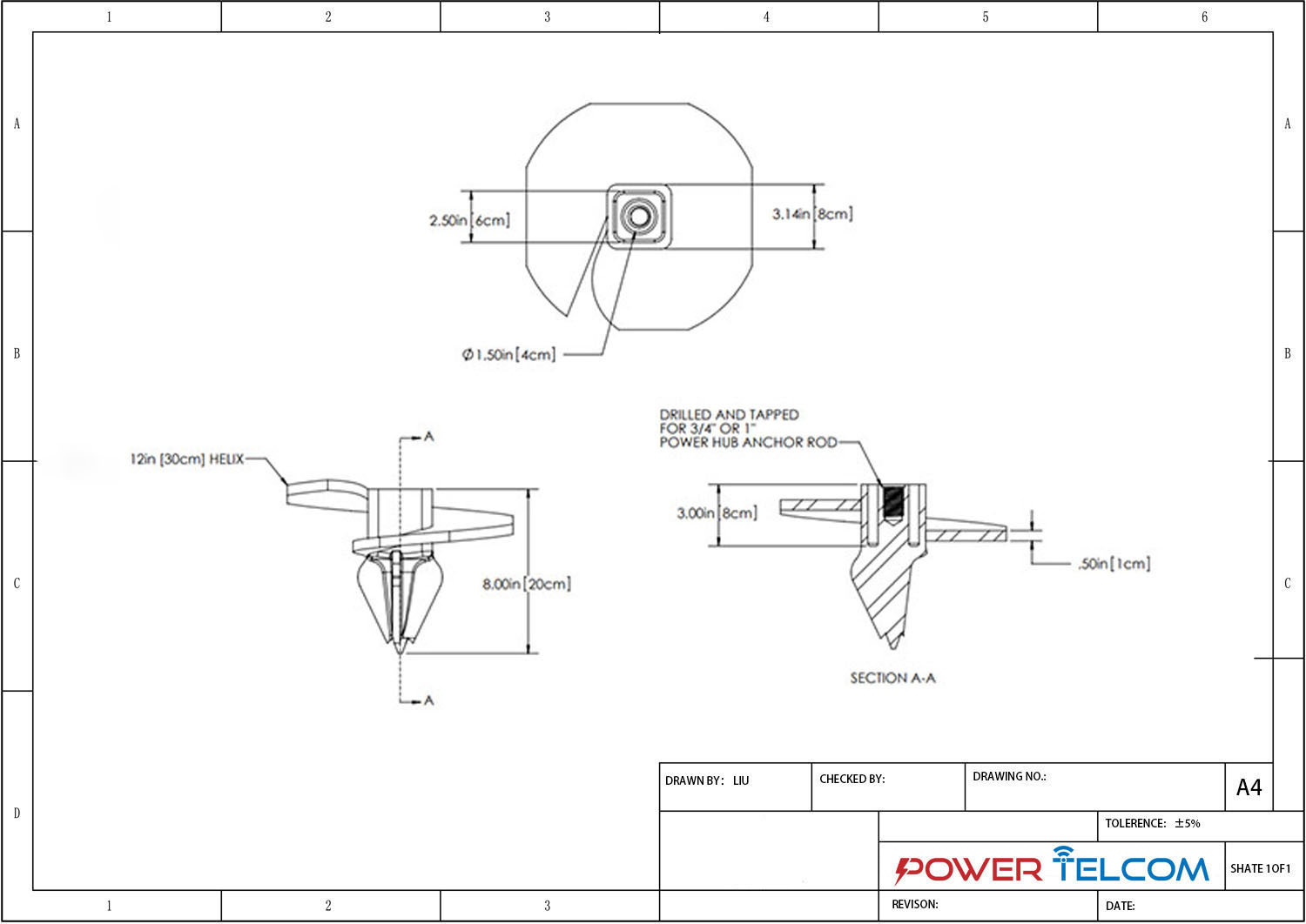 Helix Power Driven Anchor Drawing