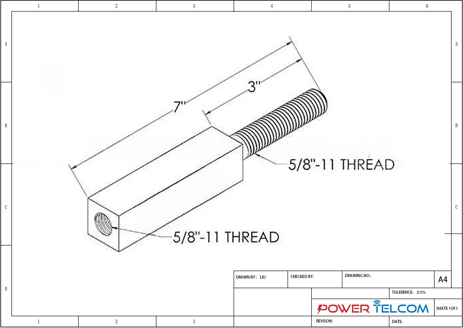 Cable Extension Bolt Drawing