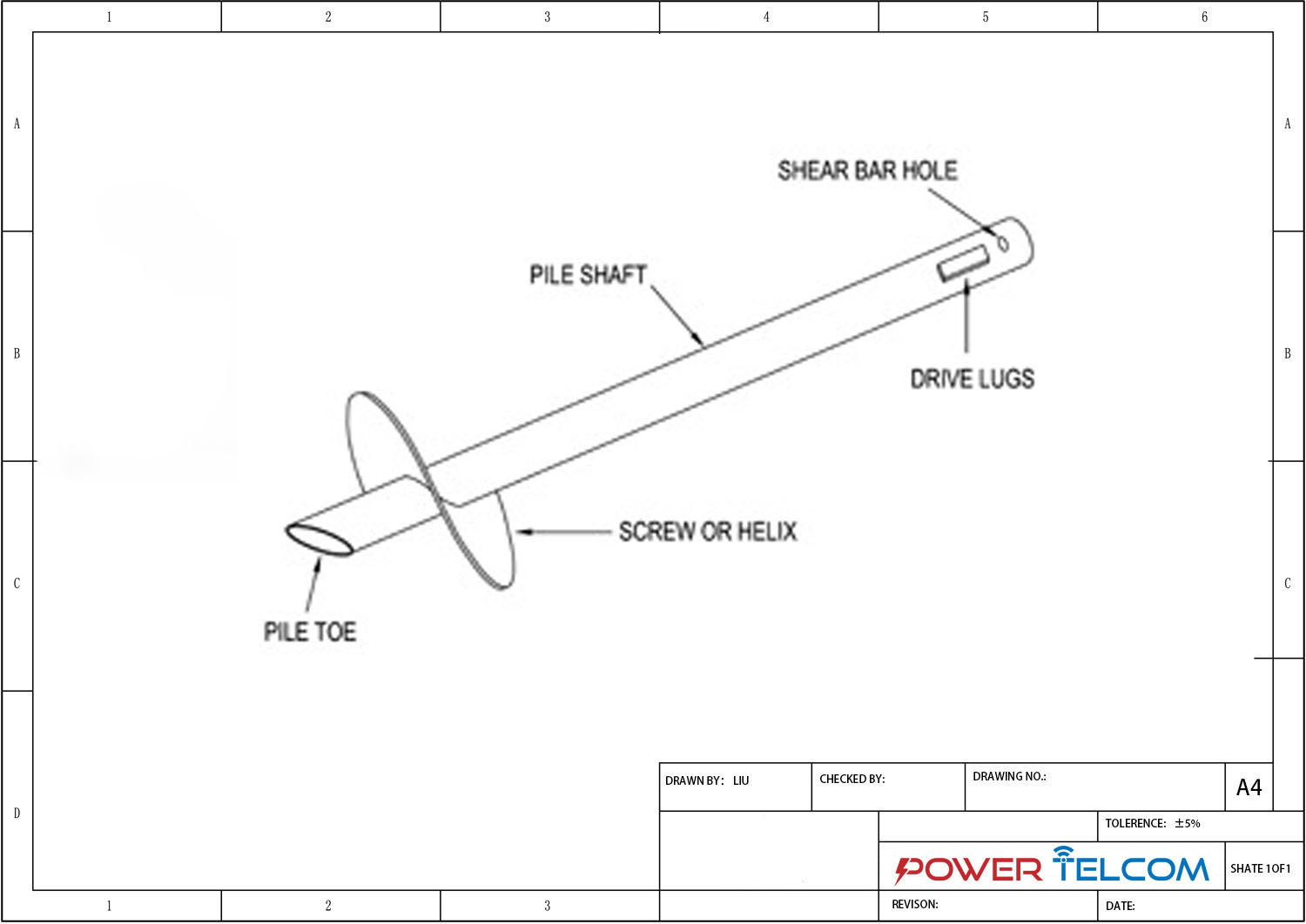 Round Shaft Helical Anchor Drawing