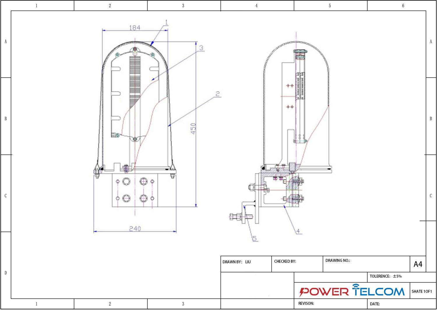 ADSS OPGW Metal Junction Box Drawing