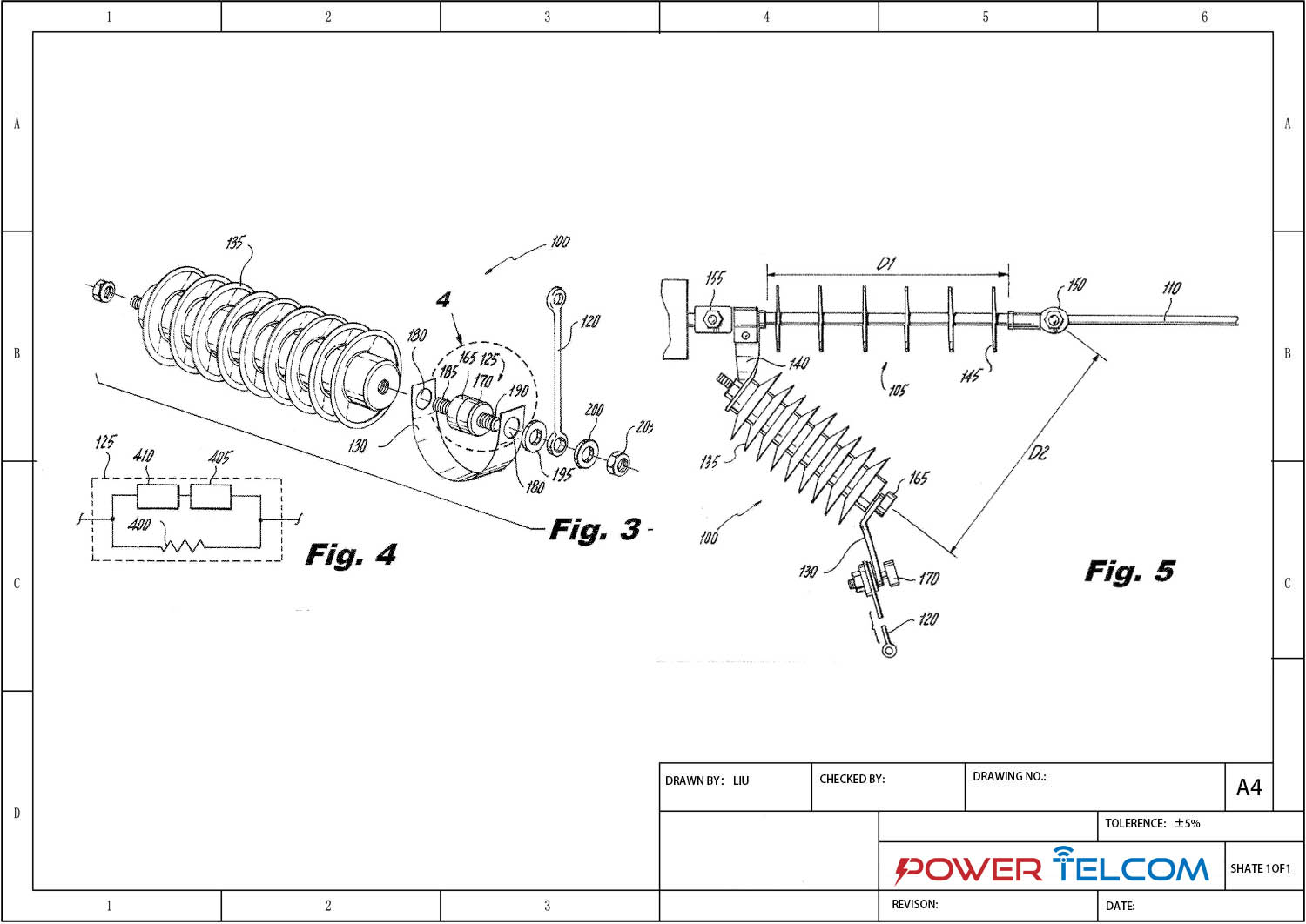 Externally Gapped Line Arrester Drawing