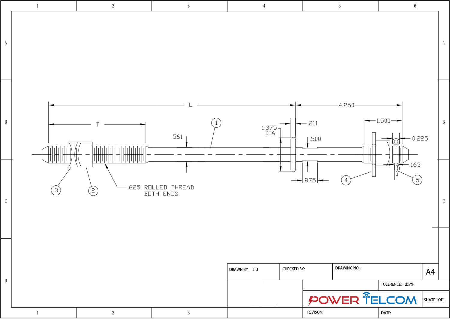 Upset Spool Bolt Drawing